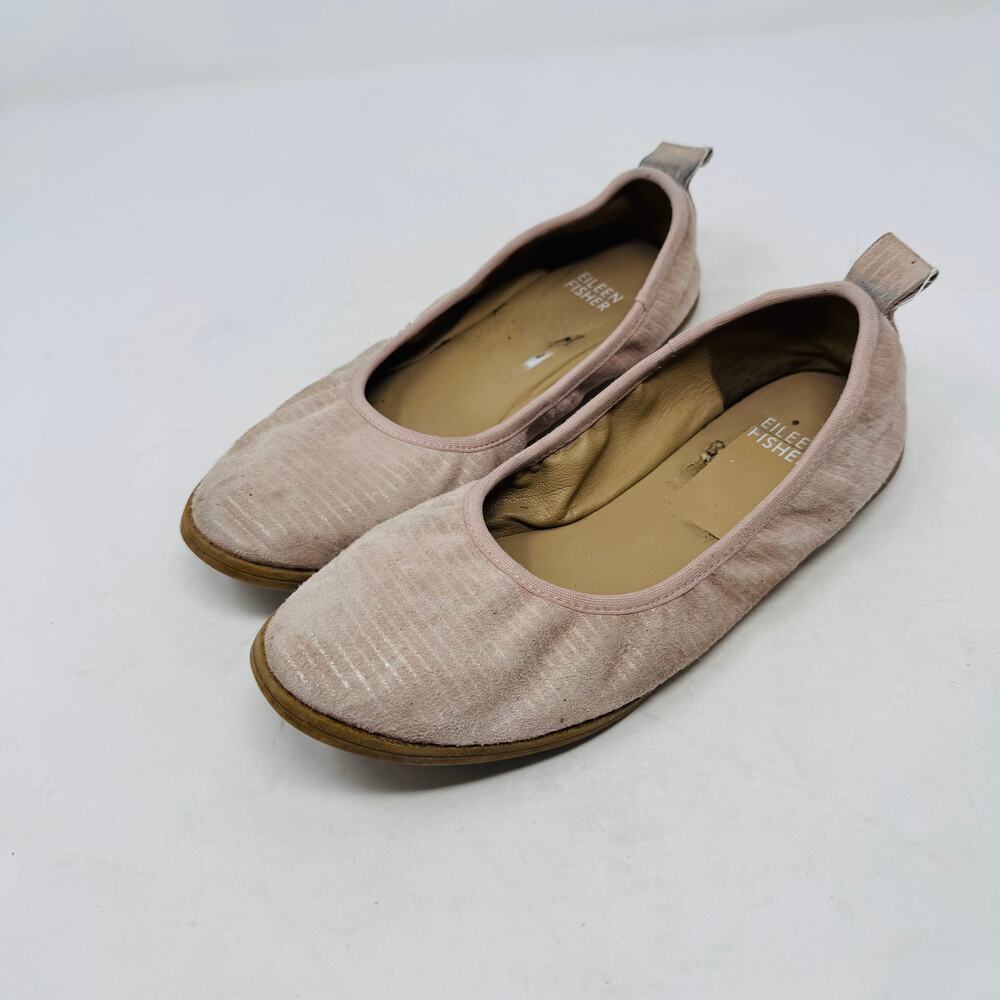 Eileen Fisher Ballet Flats Pink Suede Leather Round Toe Comfort‎ Shoes 6.5